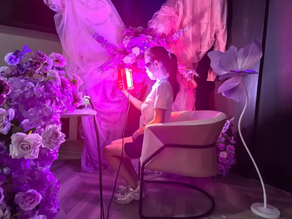 Sweet Aurora-O ambient lighting creating soft pink mood in decorative indoor space, styled with cozy, aesthetic decor