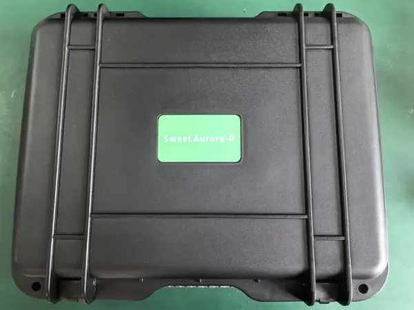 Closed travel case for the Sweet Aurora-R portable ambient light, a design-led lighting object for relaxation rituals