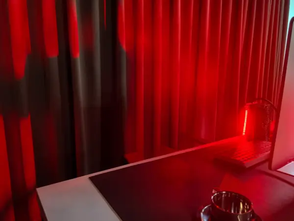 Warm glow from the Sweet Aurora-R handheld ambient light, a portable ambient light and light for relaxation rituals